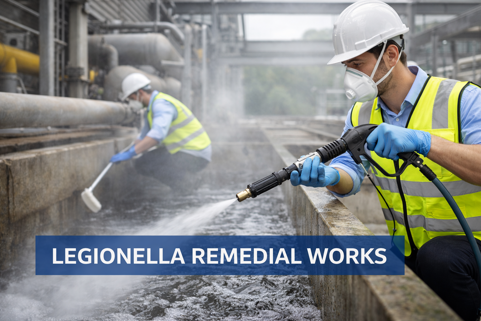 Professional completing Legionella remedial works